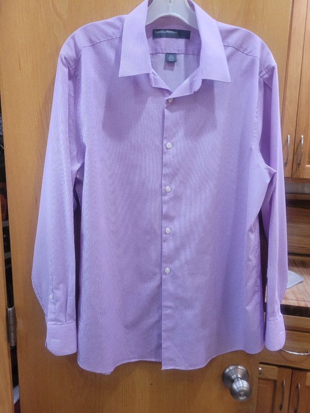 Perry Ellis Lavender Micro Strip Long Sleeve Dress Shirt 16.5 x32/33